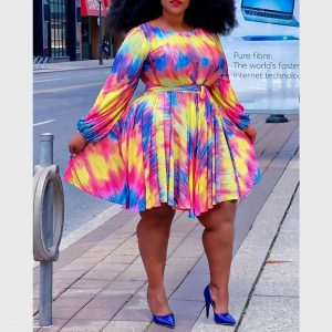 Lantern Sleeve Casual Dress